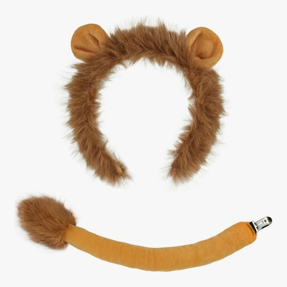 Lion Ears and Tail Set, 2 Pieces Lions Costume Plush Realistic Animal Ears